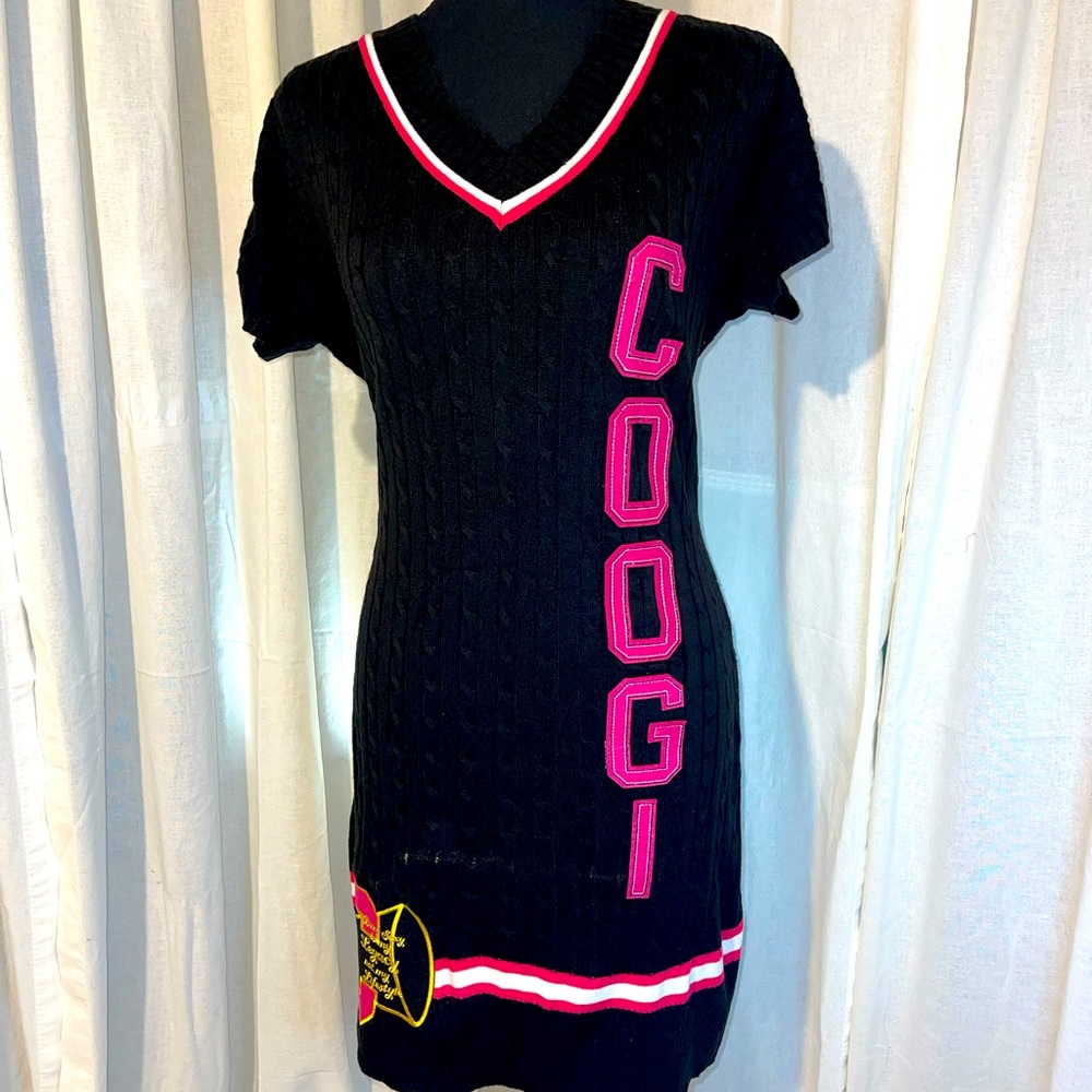 COOGI Cable-Knit Short Sleeve Sweater Dress
